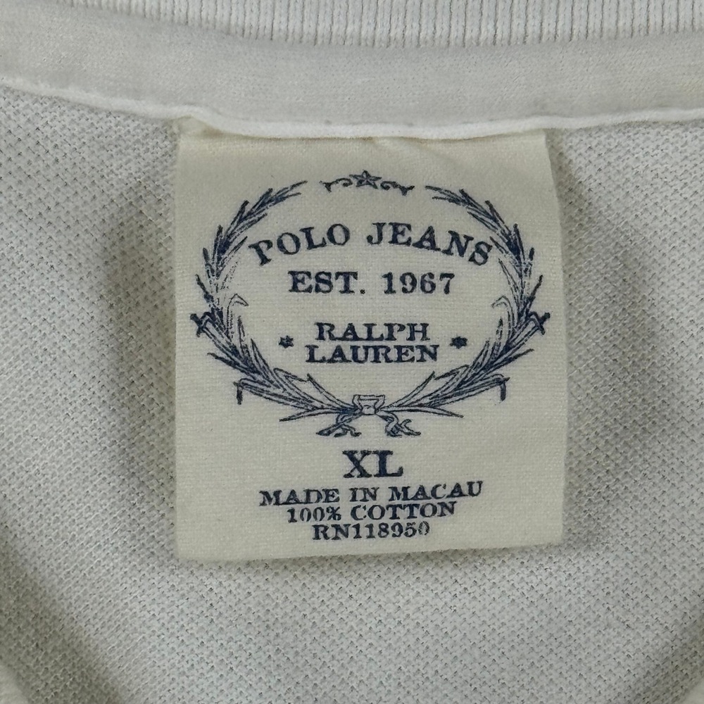 VTG Polo Jeans Ralph Lauren Womens XL White Cotton Preppy Short Sleeve Polo Y2K - Picture 3 of 8